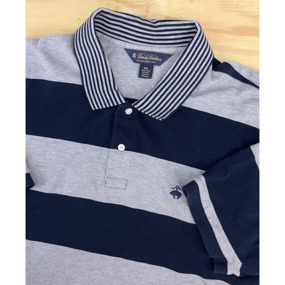 Brooks Brothers Other - Brooks Brothers Rugby Polo Shirt Men XXL 2XL Striped Blue Gray Embroidered Logo